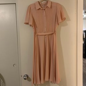 Light Pink Knee Length button up dress with collar